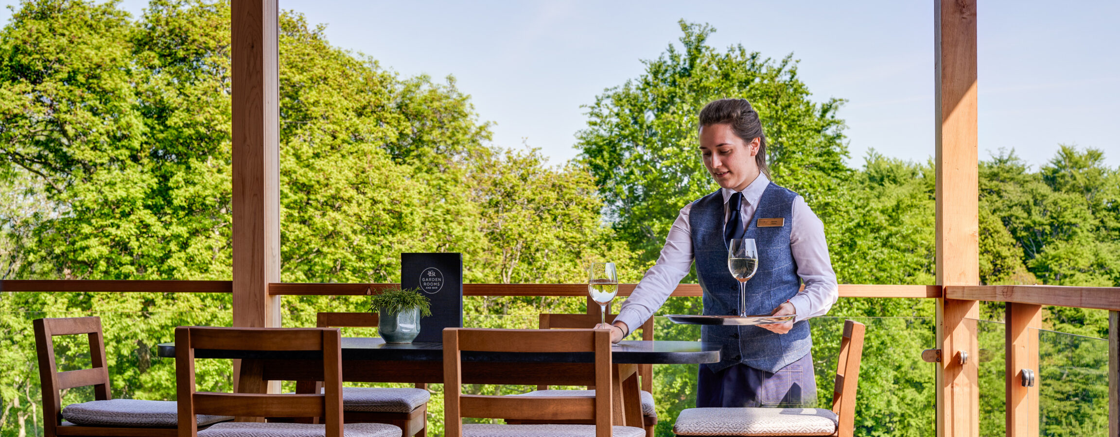 Terrace with waitress